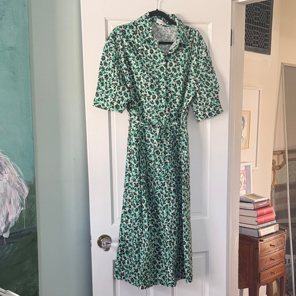 Chic Green Patterned Midi Dress